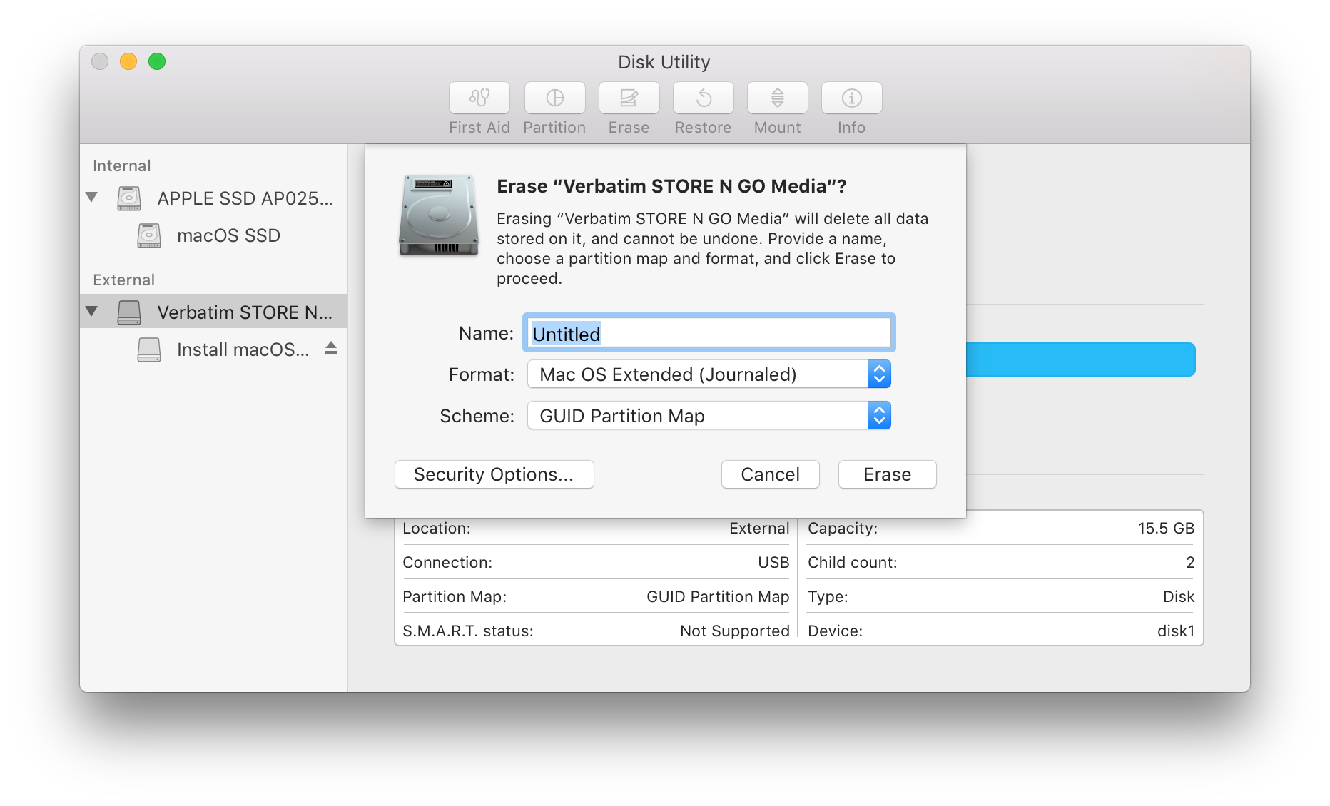 partition usb drive for mac osx sierra